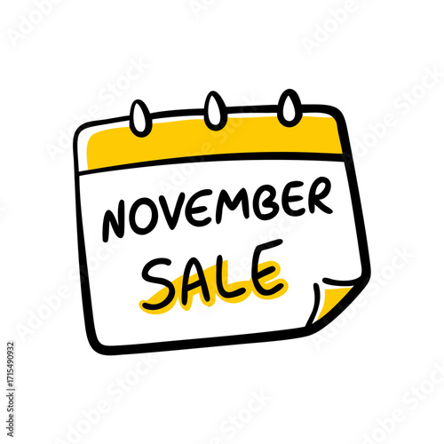 November sale reminder on illustrated calendar page  