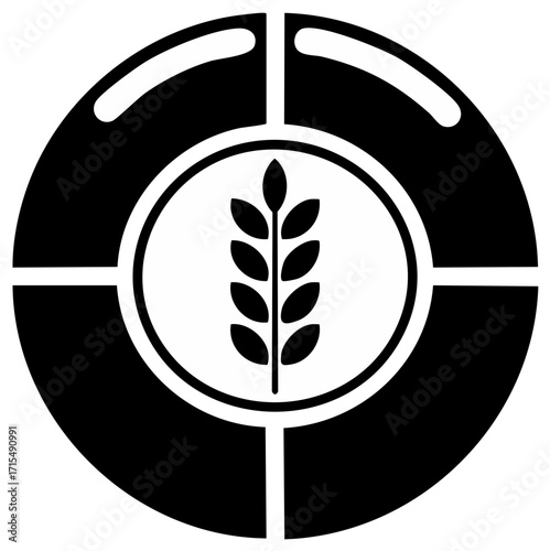 Grain symbol icon abstract circle graphic agriculture concept
