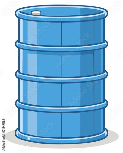 Blue metal industrial barrel container for liquids or materials storage