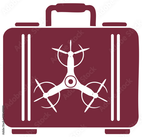 Suitcase with Drone Symbol Vector Icon Illustrating Travel Technology and Aerial Videography