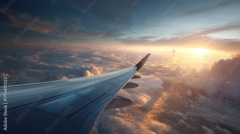 Obraz premium Airplane clouds sunset