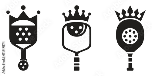 Sport pickleball with king silhouette vector illustration