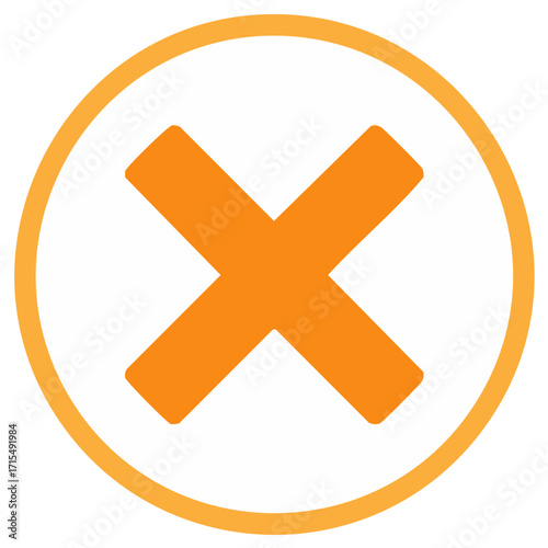 Orange X Cross Mark Icon in a Circle for No Cancel Close or Delete Symbol