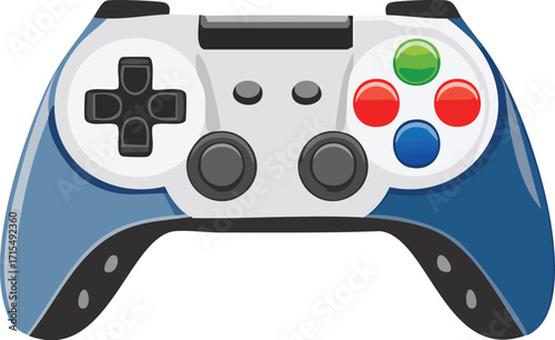 A modern video game controller or gamepad with colorful buttons. An isolated vector illustration for gaming and entertainment concepts. Generative AI