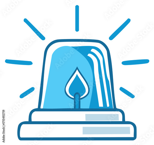 Blue warning light icon with internal gas flame symbol for emergency alert