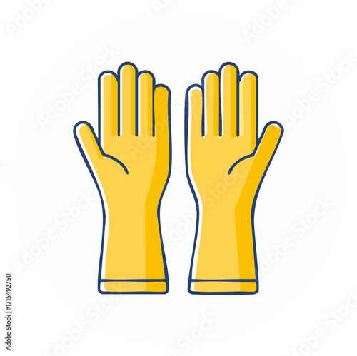 Yellow rubber household gloves icon for cleaning and sanitation vector illustration
