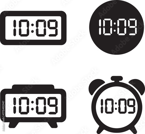 Vector 24 hours service icon with a digital red clock display