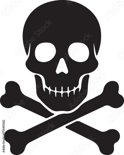 A pirate's skull and crossbones icon, a classic symbol of danger and death, on a white background
