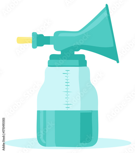 Teal Manual Breast Pump for Milk Extraction with Bottle and Measuring Line Baby Feeding Nipple
