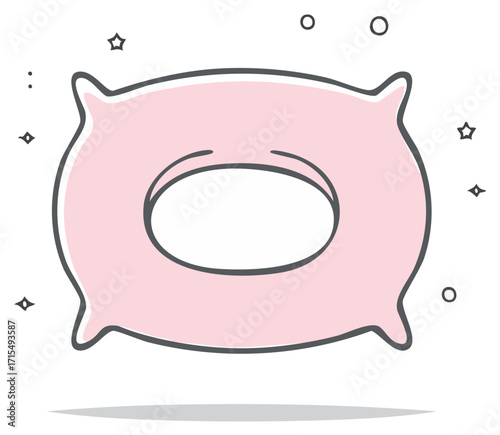 Pink Pillow with Hole Cartoon Illustration Cushion Comfort Sleep Rest