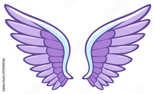 Fantasy Angel Wings in Light Lavender Purple with a White Outline for Fairy Tale Designs