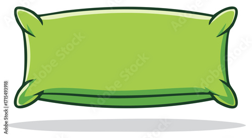 Cartoon illustration of a green pillow with a shadow