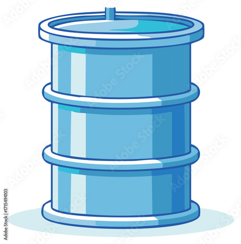 Stylized cartoon illustration of a large blue plastic water cooler bottle with a dispenser cap