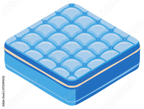 Isometric Blue Mattress: Comfort, Sleep, and Rest for Hotel, Home, and Furniture