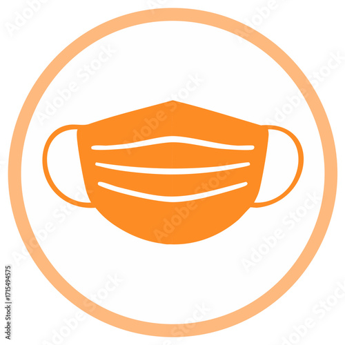 Orange Medical Face Mask Icon for Protection and Healthcare