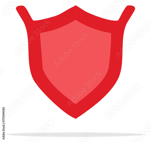 Red shield icon vector illustration for protection security and safety concepts Flat design graphic emblem