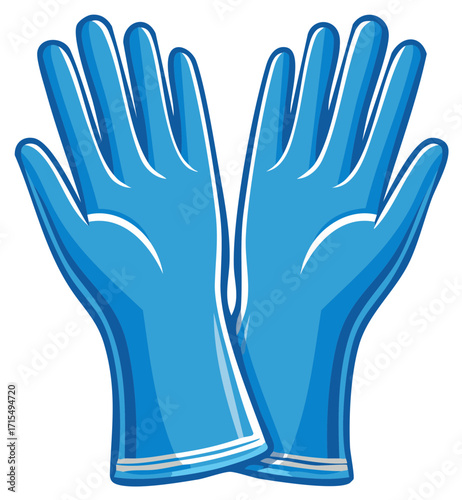 Clean Bright Blue Protective Gloves Essential for Medical Hygiene and Safety Tasks Illustration
