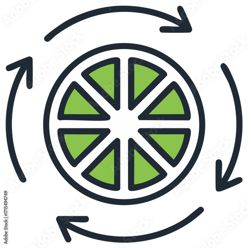 Refreshing Citrus Cycle Icon Abstract Refresh Refreshment