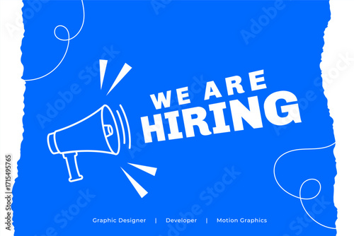 we are hiring job announcement template with megaphone