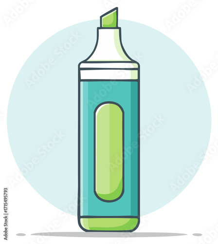 Green and turquoise highlighter pen graphic illustration in a minimalist style