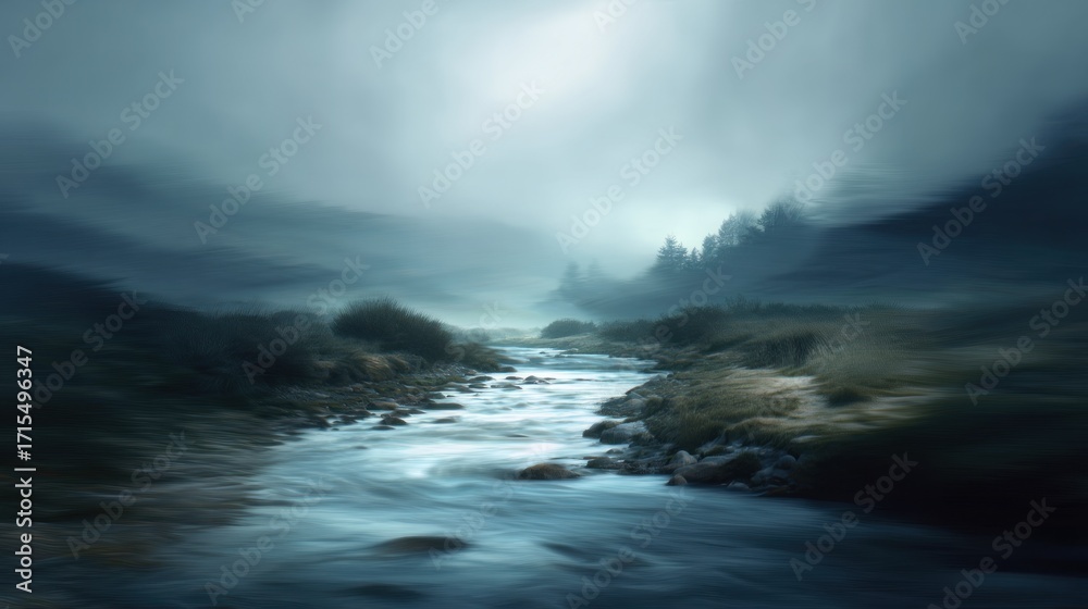 Fototapeta premium Misty mountain river