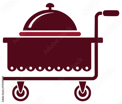 Icon of a service cart with a covered dish for room service or catering delivery