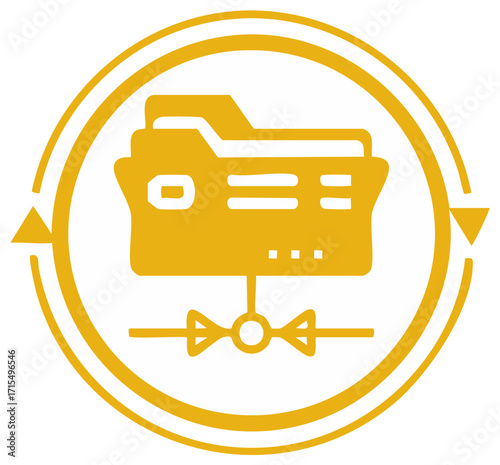 Data sync and file sharing vector icon with network folder and circular arrows