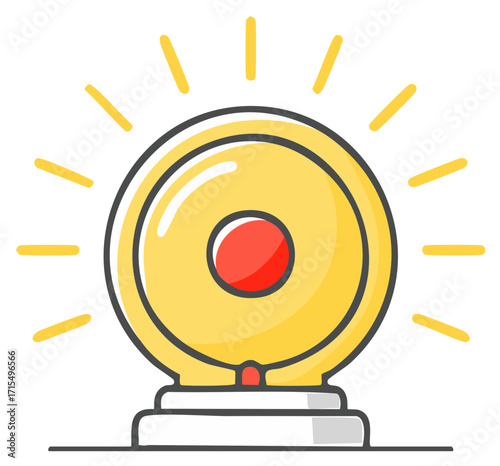 Bright Yellow Alarm Bell Sounding for Emergency Warning and Urgent Notification Vector Icon