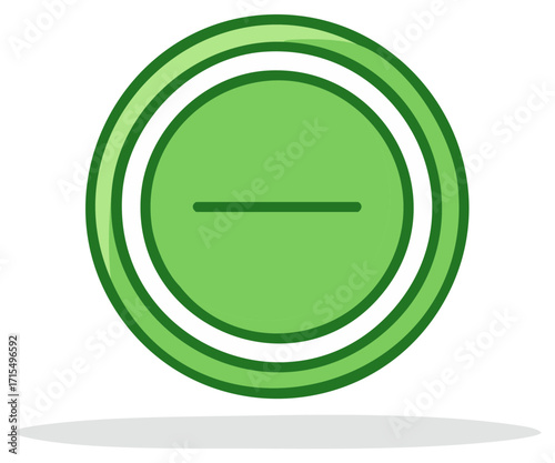 Green Minus Symbol Icon in Circle Button for Delete Decrease Reduction Negative