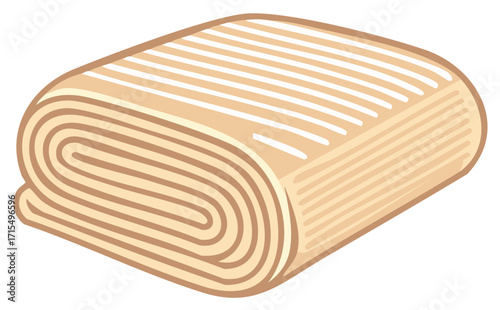 Rolled Beige Towel with White Stripes: Soft, Clean, and Ready for Use in Bathroom and Spa