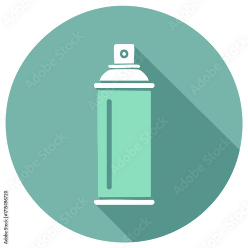 Spray Can Illustration Icon in Circle with Flat Long Shadow Design Detail