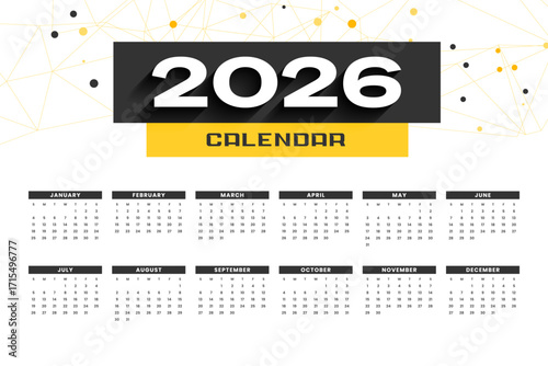 geometric style 2026 desk calendar template