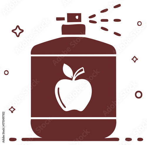 Apple fragrance air freshener spray bottle icon spraying mist, vector illustration