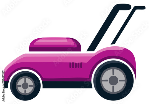 Lawn Mower Pink Icon Illustration Gardening Yard Work Equipment