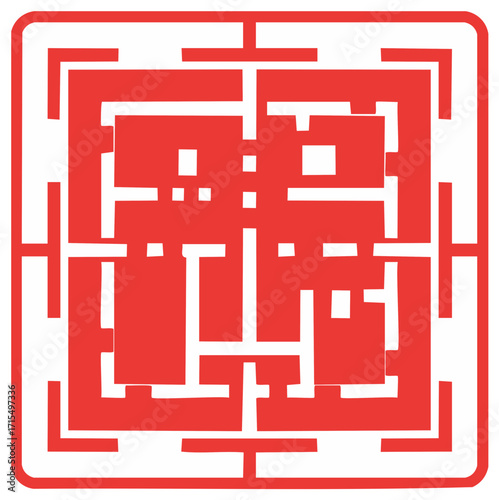 Bold red stylized Asian prosperity good fortune symbol in a traditional square seal graphic design