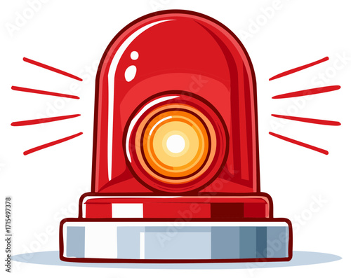 Flashing Red Siren Light Vector Illustration for Emergency Alert Warning