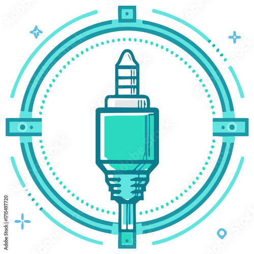 Modern vector icon of an audio jack plug connector for music and sound technology
