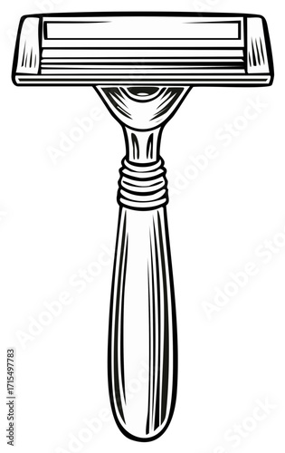 Vintage Style Razor Illustration Shaving Tool Accessory for Personal Grooming in Simple Line Art