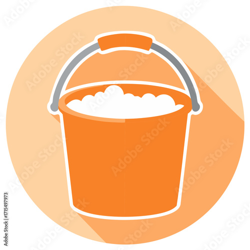 Orange Bucket Filled With White Bubbles Icon