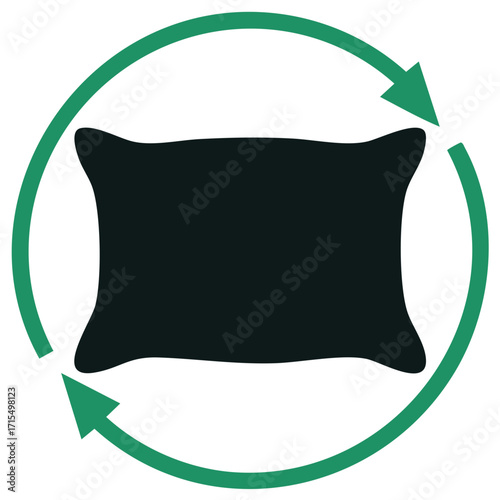 Pillow refresh icon depicting rotation with encircling arrows around a comforting soft cushion