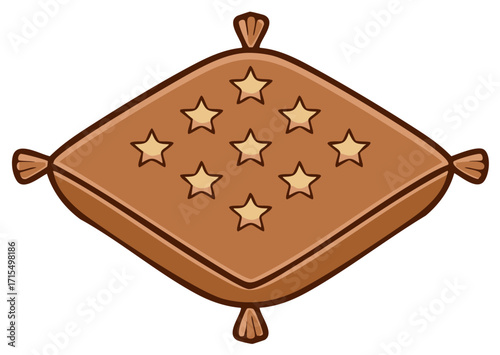 Decorative Square Pillow with Star Pattern and Tassels