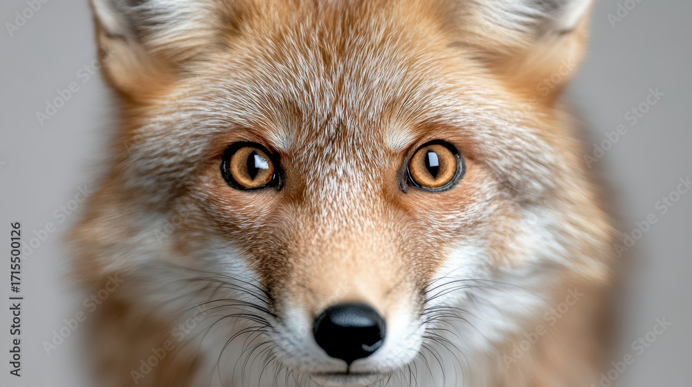 Obraz premium Close up of fox with glowing eyes, showcasing its beautiful fur and intense gaze