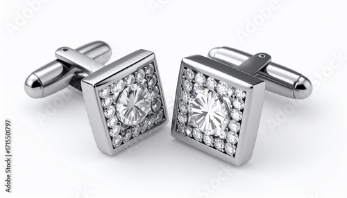 Exquisite pair of luxury diamond cufflinks, radiant, sophisticated and stylish accessory