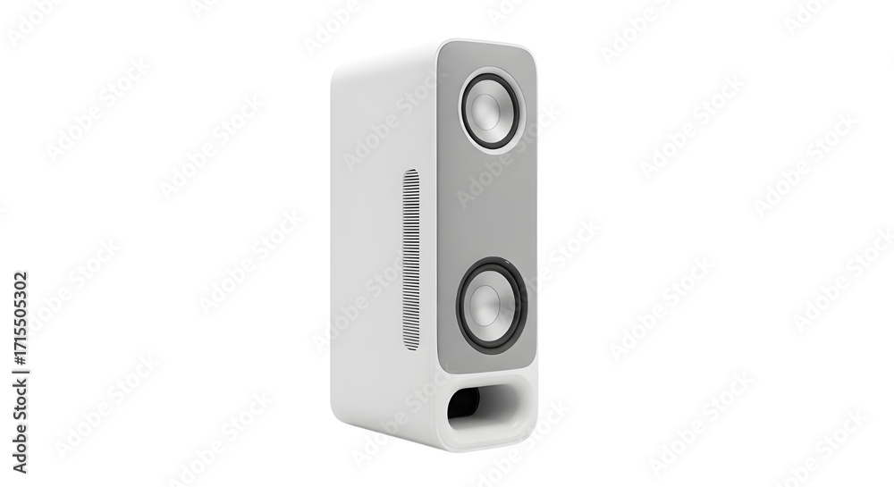 Fototapeta premium Small modern white and gray speaker isolated PNG with Transparent Background