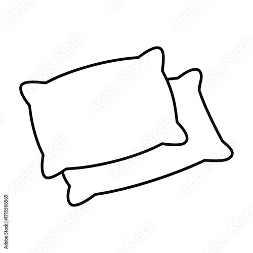 Simple outline drawing of two soft pillows stacked on top of each other
