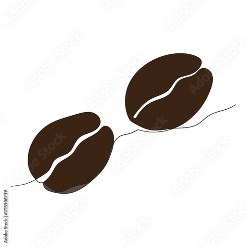 continuous line drawing Coffee beans icon Vector