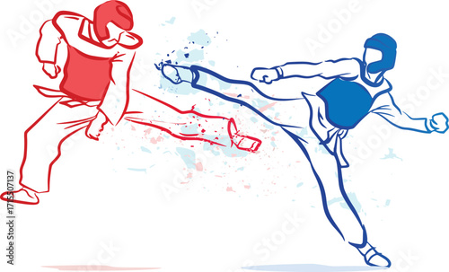 Great simple taekwondo Kyorugi or sparring background design for any media