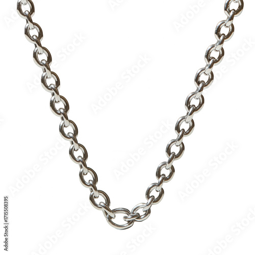 Wallpaper Mural Elegant silver necklace with oval links forming a delicate chain isolated on transparent background Torontodigital.ca