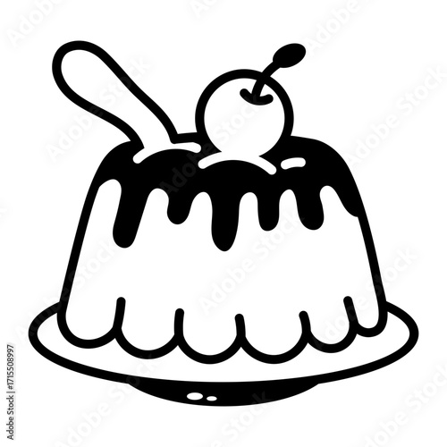 A sketchy style icon representing pudding
