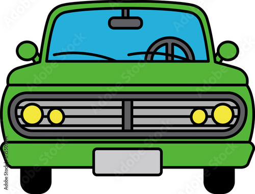 isolate illustration of a Front of a green car